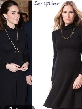 NWT Seraphine Vanessa Rollneck Turtleneck Maternity Dress Black Kate Middleton 8